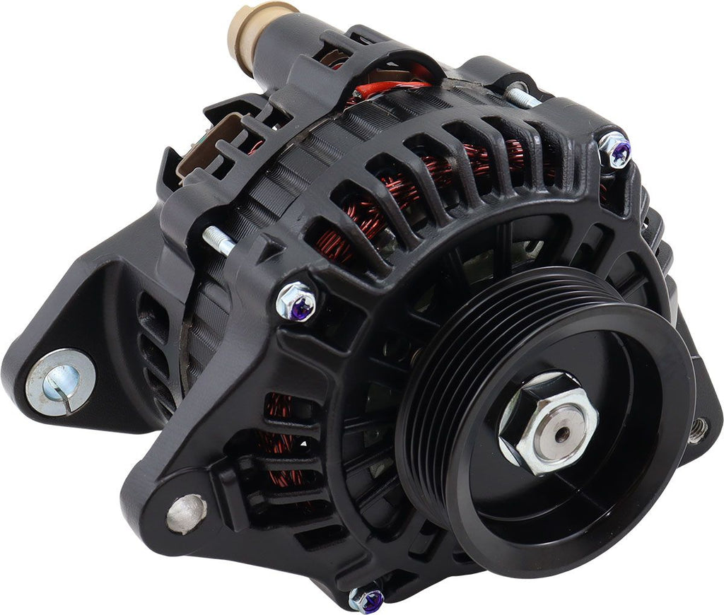 Aeroflow 130 AMP High Output Direct Fit Alternator - Black Finish - Mitsubishi Lancer Evolution 4-9