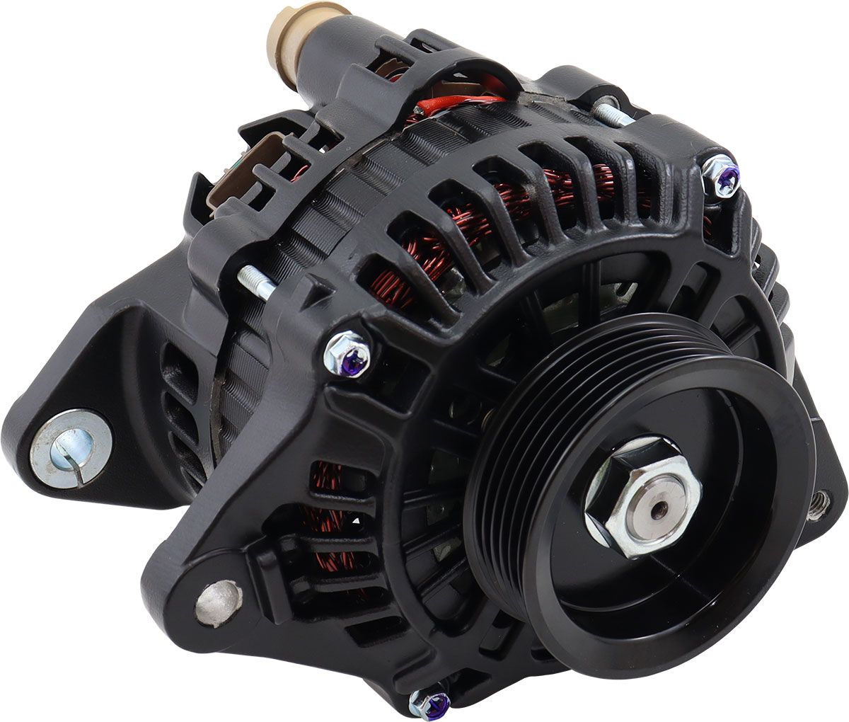 Aeroflow 130 AMP High Output Direct Fit Alternator - Black Finish - Mitsubishi Lancer Evolution 4-9