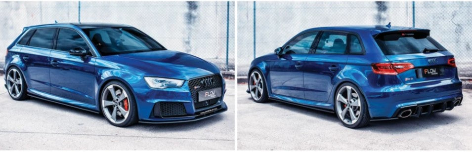 Flow Design Full Lip Splitter Set (Gloss Black) - Audi RS3 8V Sportback (Pre-Facelift)
