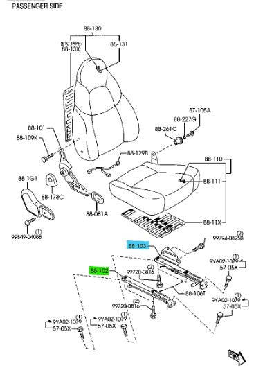 Mazda Seat Rail Passenger Side (Genuine Part) - Mazda MX5 NB 1998-2003+