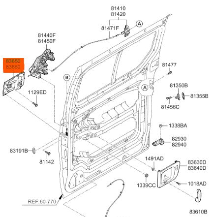 Hyundai/Kia Rear Handle Assy (Genuine Part) - Hyundai H1
