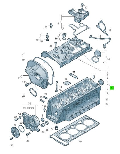 Volkswagen Cylinder head Assy (Without Camshaft) (Genuine Part) - Volkswagen Golf R32 MK5 (CCZB engine Code)