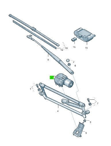 Audi/Volkswagen Wiper motor without crank Assy (Genuine Part) - Volkswagen Golf R