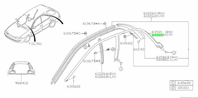 Subaru Weather Strip Window (Genuine Part) -Subaru Impreza WRX/STI GC8 1992-2000
